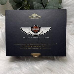 NIB- Harley-Davidson 100th Anniversary Ornament Set - Black and Gold